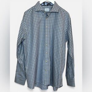 Stemströms Fitted Body Blue Black Check Men's Button-Down Luxury Big and Tall